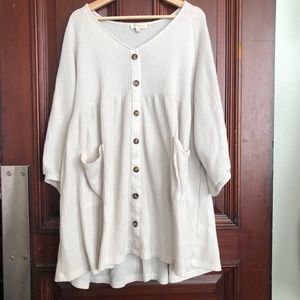 Button Down Waffle Mini Dress